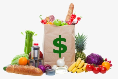 A Brown Paper Bag Is Full Of Groceries And Surrounded, HD Png Download, Transparent PNG
