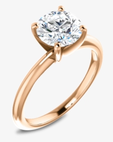 Solitaire Round Engagement Ring In Rose Gold, HD Png Download, Transparent PNG