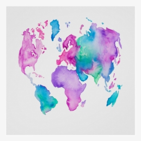 Poster Modern Watercolor World Map, HD Png Download, Transparent PNG