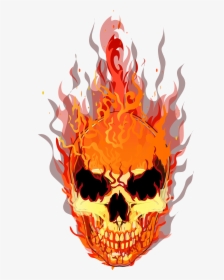 Skull T-shirt Fire Flame - Fire Skeleton Logo Png, Transparent Png, Transparent PNG