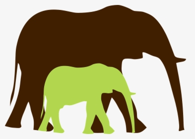 Green Baby Elephant And Mom 2 Clip Art At Clkercom, HD Png Download, Transparent PNG