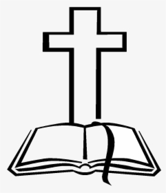 Cross Black And White Catholic Clipart Transparent - Cross And Bible Clipart, HD Png Download, Transparent PNG