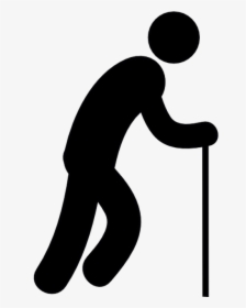 Old Age Stick Figure Computer Icons Walking Stick Person - Stick Figure Using A Cane, HD Png Download, Transparent PNG