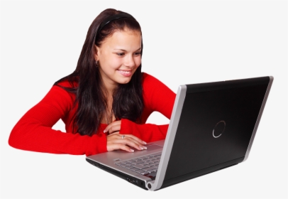 Laptop, Girl, Smile, Woman, Computer, Female, Young - Girl On Computer Png, Transparent Png, Transparent PNG