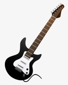 Guitar Black And White Bass Guitar Clipart Black And - Electric Guitar Clipart Black And White, HD Png Download, Transparent PNG