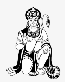 Transparent Hanuman Png - Hanuman Black And White, Png Download, Transparent PNG