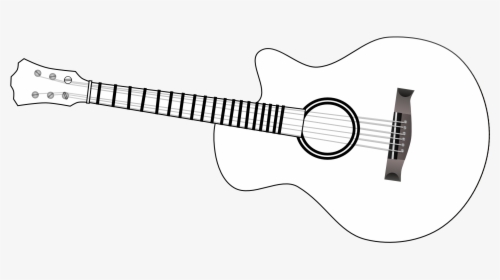 Guitar Outline Clip Art Black And White - Acoustic Guitar, HD Png Download, Transparent PNG