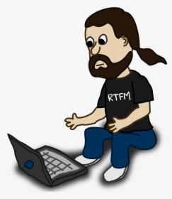 Person At Computer Cartoon - Man On Laptop Cartoon, HD Png Download, Transparent PNG