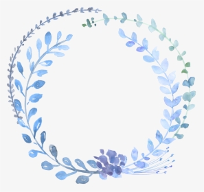 Blue Garland Wreath Watercolour Watercolor Flowers - Blue Flower Circle Png, Transparent Png, Transparent PNG