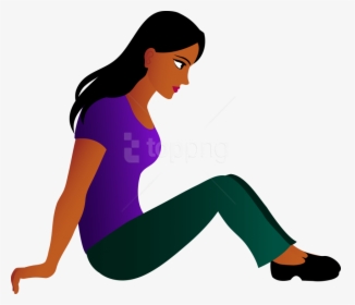 Transparent Woman Pointing Png - Person Sitting Down Clipart, Png Download, Transparent PNG