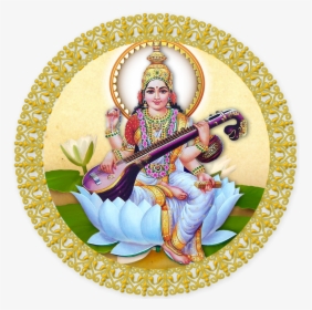 Durga Mata Png - Saraswati Photo In Circle, Transparent Png, Transparent PNG