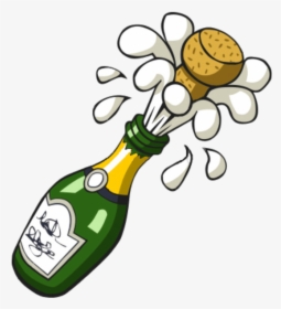 Free Popping Champagne Bottle Clip Art - Clipart Champagne, HD Png Download, Transparent PNG