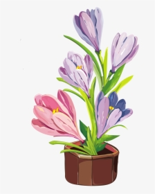 Spring Crocus Pot Png Clipart - Fabric Painting Flower Pot, Transparent Png, Transparent PNG