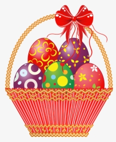 Picture Easter Eggs Basket With Bunny Red Clipart - Easter Basket Clip Arts, HD Png Download, Transparent PNG