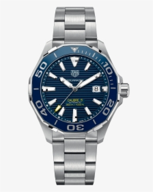 Tag Heuer Aquaracer 43mm Blue & Steel Calibre 5 Watch - Way201a Ba0927, HD Png Download, Transparent PNG
