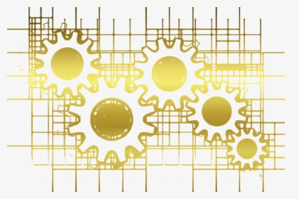 Gears, Gold, Transparent, Background, Industrial - Gears With Transparent Background, HD Png Download, Transparent PNG
