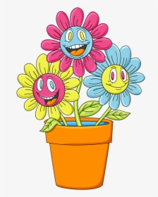 Transparent Potted Flowers Png - Cartoon Image Of Flower Pot, Png Download, Transparent PNG