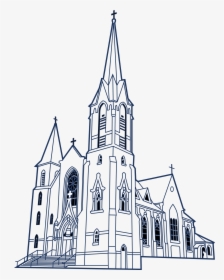 Transparent Church Clipart Png - Medieval Catholic Church Line Art, Png Download, Transparent PNG