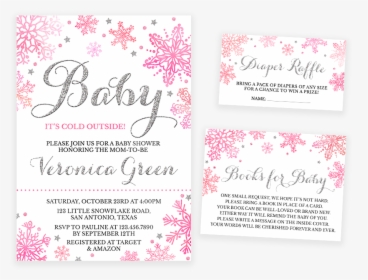 Pink And Silver Winter Baby It S Cold Outside Baby - Baby It's Cold Outside Shower Invitation, HD Png Download, Transparent PNG