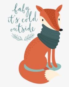 Baby It S Cold Outside Fox Transfer - Fox Christmas Cards Red Cartoon, HD Png Download, Transparent PNG
