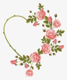 Rose Decorated Heart Frame - Heart Frame With Flowers, HD Png Download, Transparent PNG