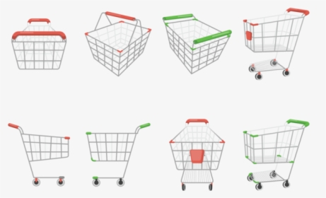 Supermarket Cart Icons Vector - Shopping Cart, HD Png Download, Transparent PNG