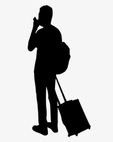 10 People With Luggage Silhouette - Silhouette With Suitcase Png, Transparent Png, Transparent PNG