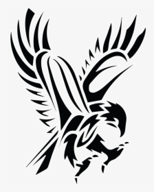 Black Tribal Flying Hawk Tattoo Stencil - Stencil Hawk, HD Png Download, Transparent PNG