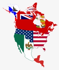 North American Historic Flag Map - Flag Map Of North America, HD Png Download, Transparent PNG
