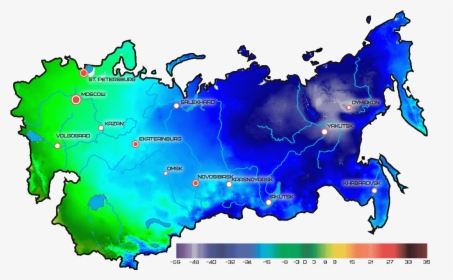Average Temperature Map For December In Russia - Russia Average Temperature Map, HD Png Download, Transparent PNG