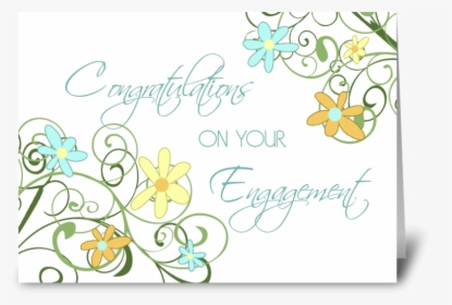 Engagement Congratulations Floral Swirls Greeting Card - Parents Announcing Daughter's Engagement, HD Png Download, Transparent PNG