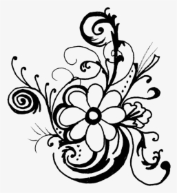 #filligree #swirls #decoration #illustration #flowers - Black And White Flower Clipart, HD Png Download, Transparent PNG