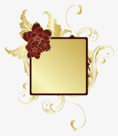 Gold Swirls Redflower Flowers Goldleaves Frame Header - Portable Network Graphics, HD Png Download, Transparent PNG