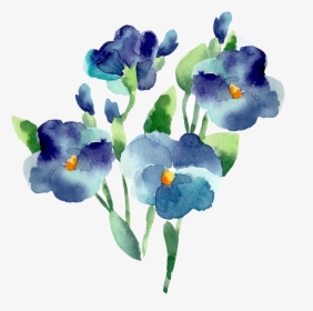 Flower Blue Watercolor Painting - Watercolor Flowers Transparent Background, HD Png Download, Transparent PNG