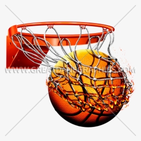 Flaming Basketball With Net Production Ready Artwork - Basketball In Net Png, Transparent Png, Transparent PNG