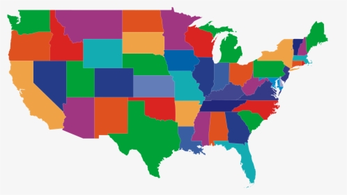Usa Map Png - Colorful Blank Us Map, Transparent Png, Transparent PNG