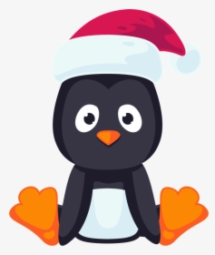 Little Penguin Sitting In A Christmas Hat With Transparent - Adã©lie Penguin, HD Png Download, Transparent PNG