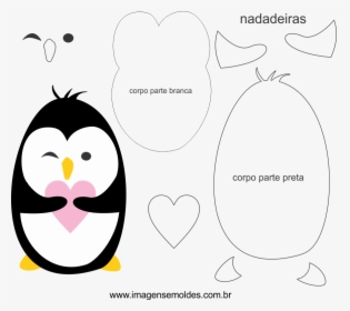 Molde De Pinguim 2 Para Eva, Feltro E Artesanato - Molde De Pinguim Em Eva, HD Png Download, Transparent PNG
