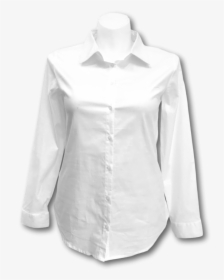 Long Sleeved Stretch Button Up Blouse In White, HD Png Download, Transparent PNG