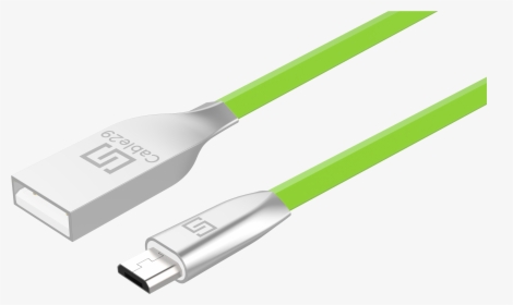 Flat Metal Micro Usb Charger - Green Usb Cables Png, Transparent Png, Transparent PNG