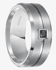 10 Cwt Genuine Black Diamond Ring White Tungsten - Titanium Ring, HD Png Download, Transparent PNG