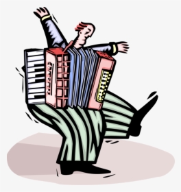 Vector Illustration Of Musician Plays Accordion Bellows-driven - Cartoon Accordion, HD Png Download, Transparent PNG