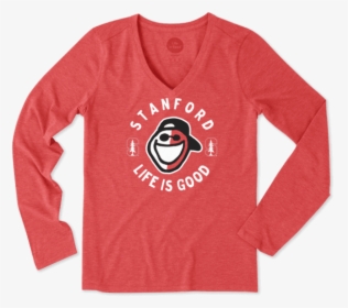 Women S Stanford Face Paint Jake Long Sleeve Cool Vee - Long-sleeved T-shirt, HD Png Download, Transparent PNG
