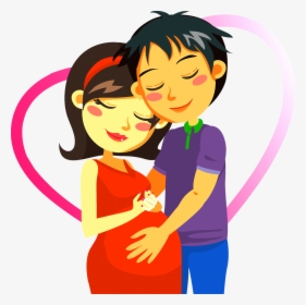 Cartoon Pregnancy Couple Clip Art - Pregnant Lady And Husband Cartoon, HD Png Download, Transparent PNG