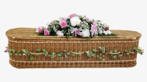 Woven Wicker Coffin Decorated With Flowers Clip Arts - Artificial Flower, HD Png Download, Transparent PNG