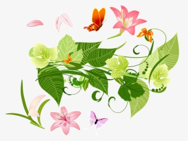 Png Leaves With Flowers - Flowers And Leaves Png, Transparent Png, Transparent PNG