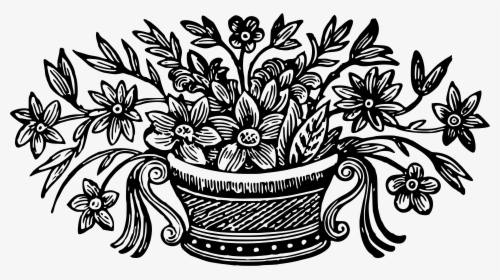 Bowl Of Flowers Clip Arts - Bowl Of Flowers Black And White Clipart, HD Png Download, Transparent PNG