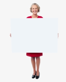 Old Women Holding Banner Png Image - Woman Holding Transparent Png, Png Download, Transparent PNG