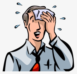Vector Illustration Of Exhausted Businessman Wipes - Wiping Sweat From Brow, HD Png Download, Transparent PNG
