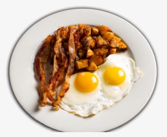 Two Fried Eggs Sunny Side Up With Bacon And Potatoes, HD Png Download, Transparent PNG